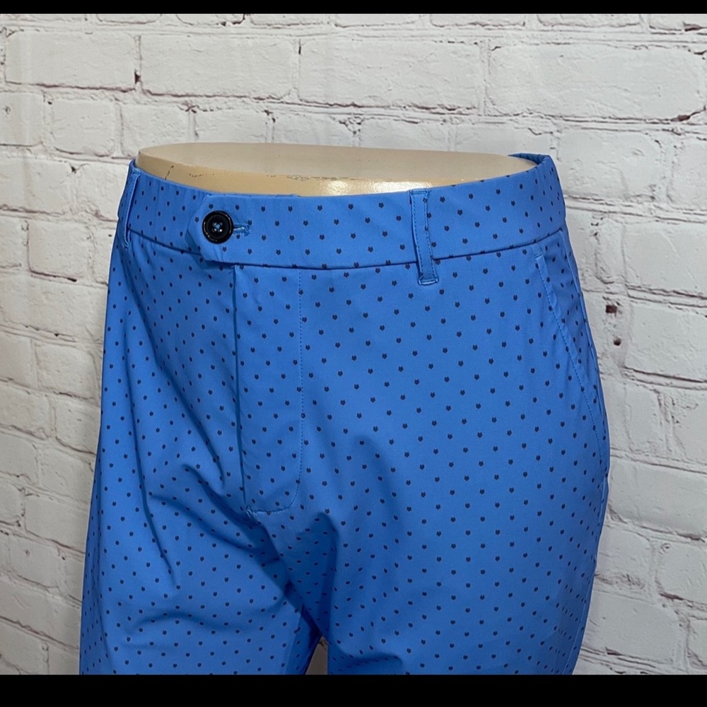 GREYSON Blue All Over Wolf Logo Performance Golf Pants Sz 34x32